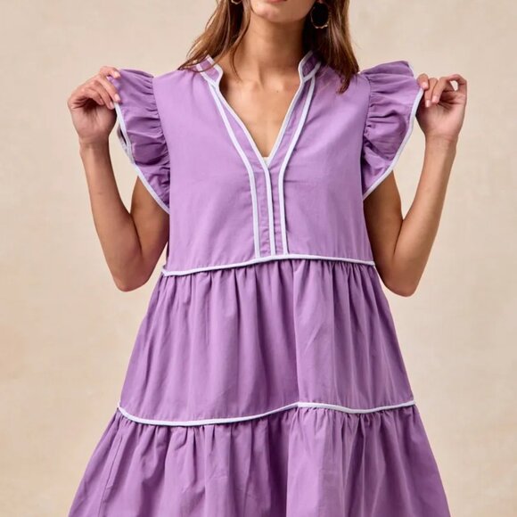 ✨NWT BiBi Gameday Theme Contrast‎ Binding Ruffled Dress - Picture 8 of 14